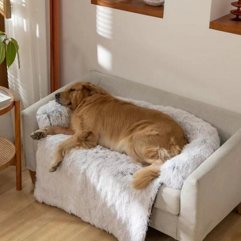 Luxurious Large Dog Sofa Bed with Removable Washable Plush Cover - Perfect for Deep Sleep and Winter Comfort