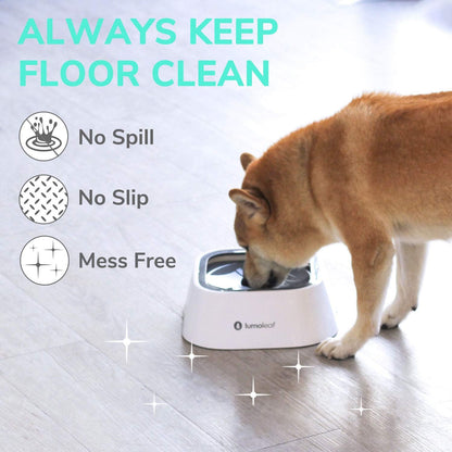 Revolutionary No Spill Water Bowl for Dogs - Slow Feeder Design to Keep Floors Clean and Pets Happy (Grey, 35Oz)