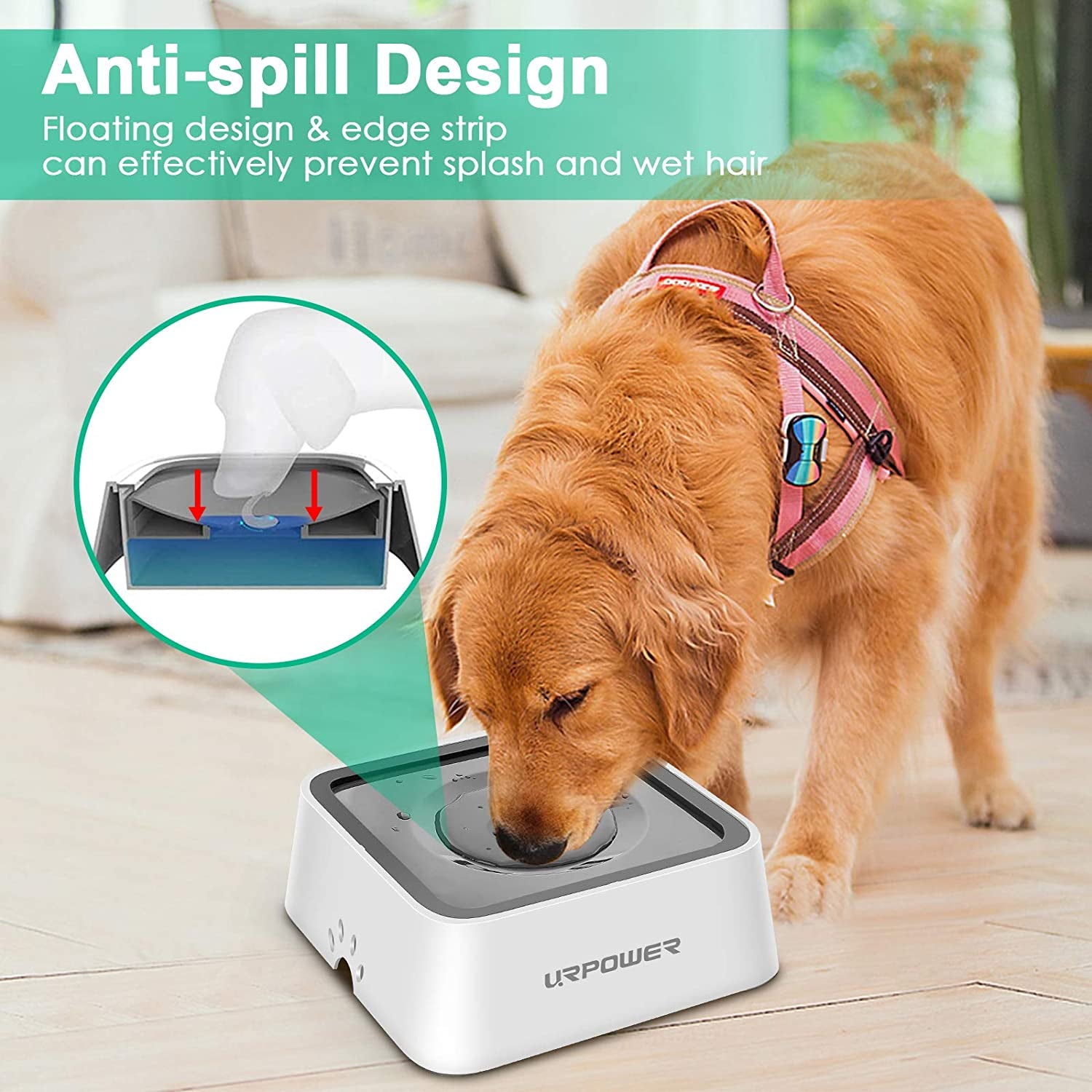 Revolutionary 2.5L No Spill Dog Water Bowl - 85oz Large Capacity Splash Proof Dispenser for Messy Drinkers - Perfect for Travel with Dogs, Cats & Small Pets