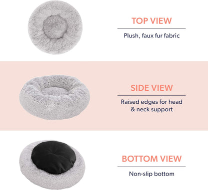 Cozy Small Beige Dog Bed for Dogs Up to 25lbs - Calming Orthopedic Bedding for Anxiety Relief, Joint Support & Ultimate Comfort, Machine Washable