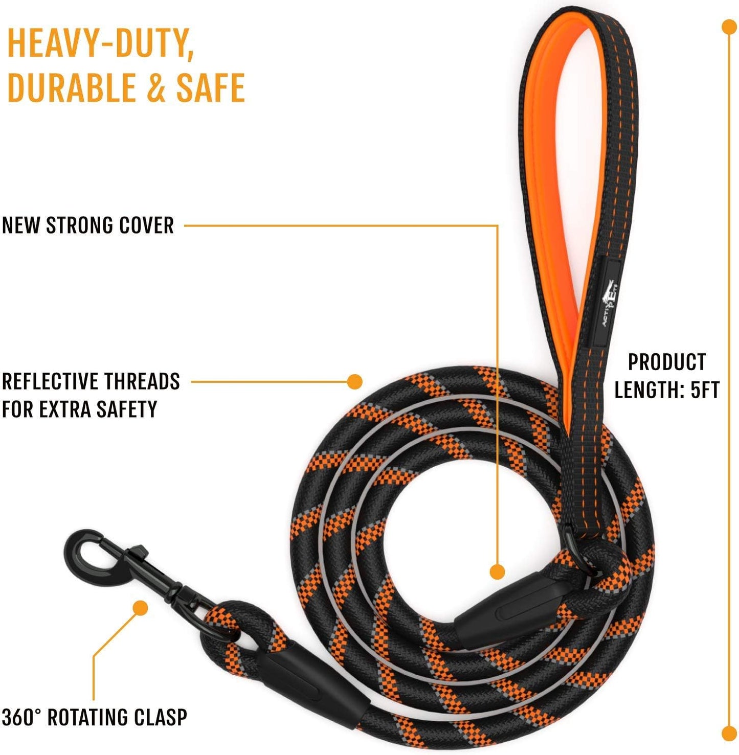Ultimate Strong Dog Rope Leash with Padded Handle and Reflective Safety Features for All Breeds - Perfect for Training, Running, and Walking