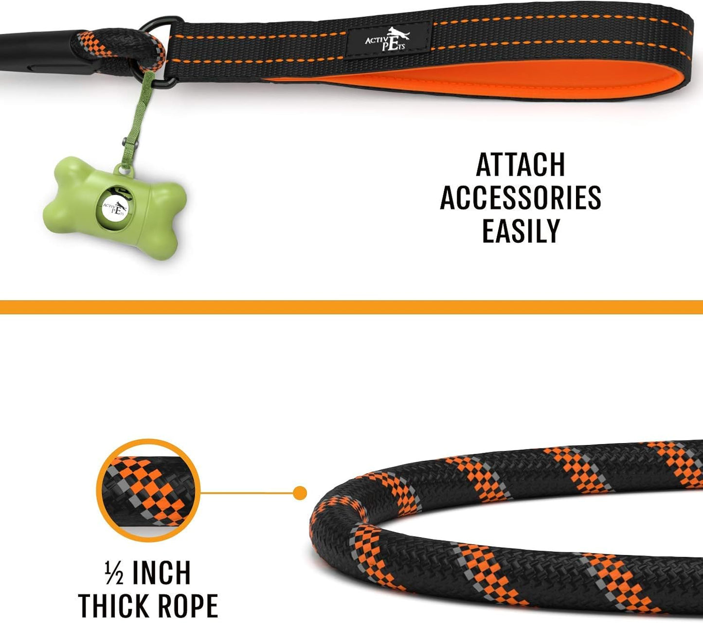 Ultimate Strong Dog Rope Leash with Padded Handle and Reflective Safety Features for All Breeds - Perfect for Training, Running, and Walking
