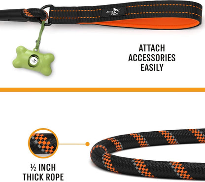 Ultimate Strong Dog Rope Leash with Padded Handle and Reflective Safety Features for All Breeds - Perfect for Training, Running, and Walking