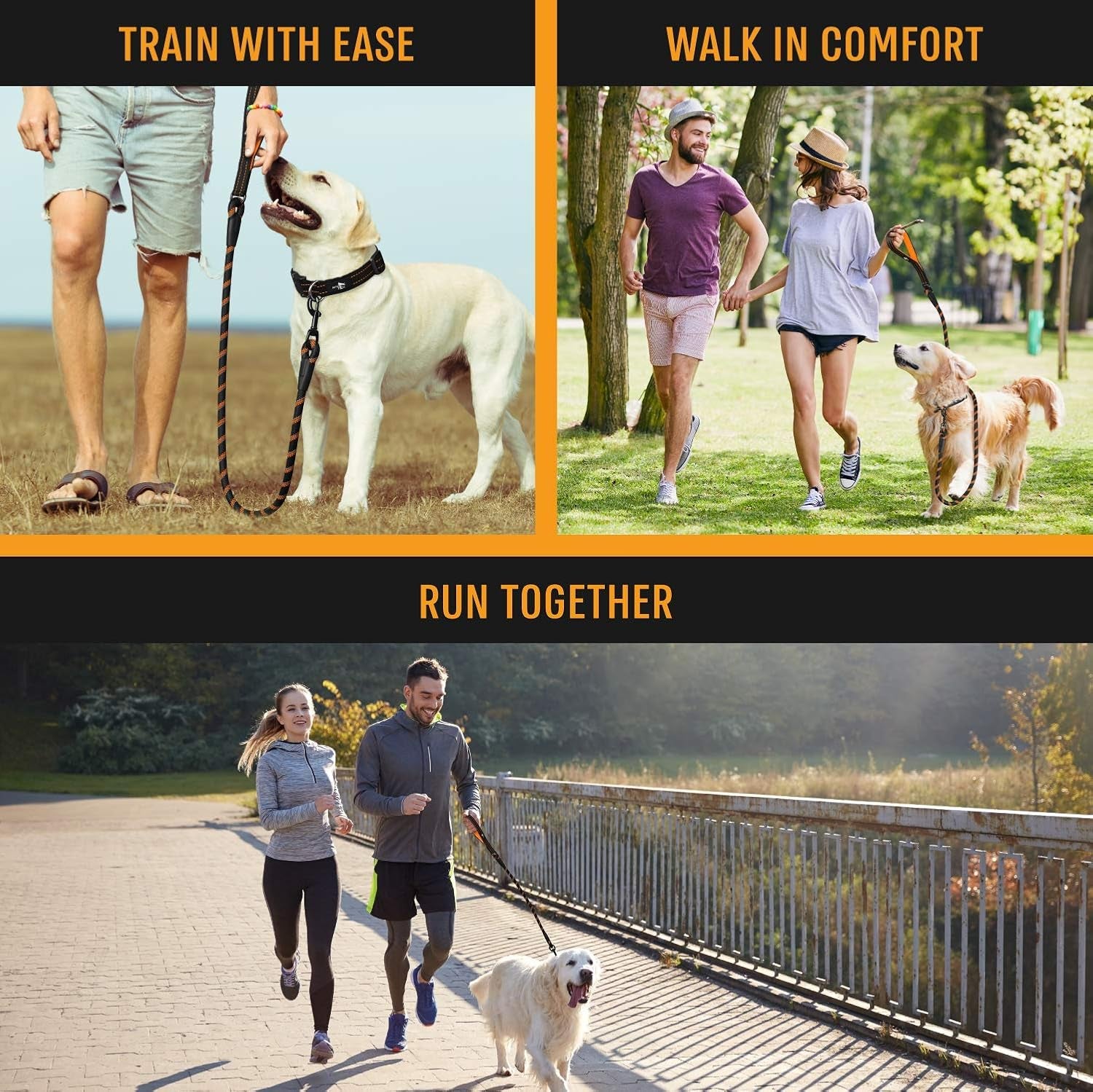Ultimate Strong Dog Rope Leash with Padded Handle and Reflective Safety Features for All Breeds - Perfect for Training, Running, and Walking