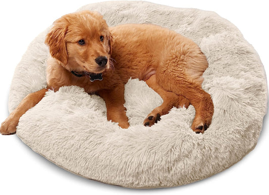 Cozy Small Beige Dog Bed for Dogs Up to 25lbs - Calming Orthopedic Bedding for Anxiety Relief, Joint Support & Ultimate Comfort, Machine Washable
