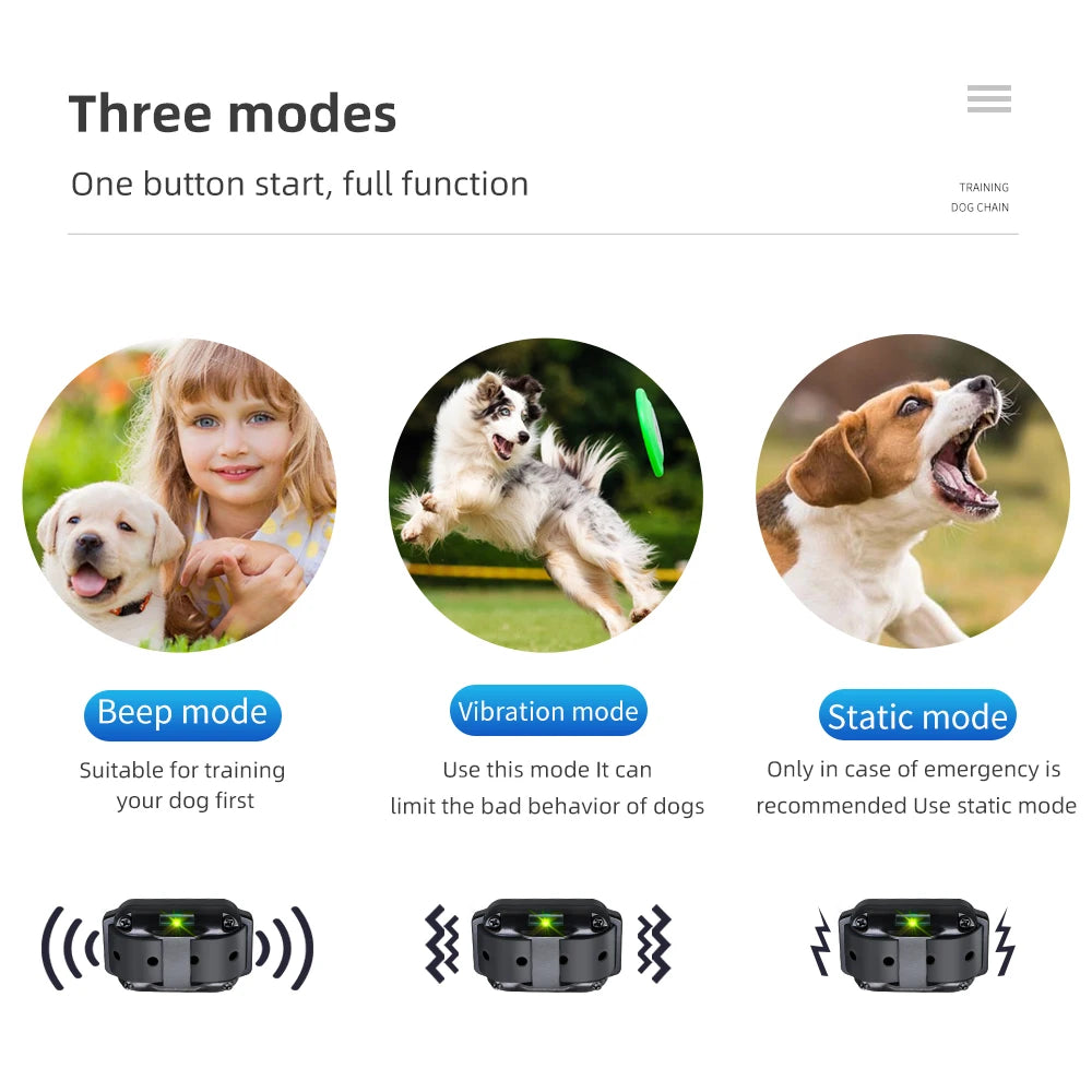 Electric Dog Training Collar Rechargeable anti Barking Shock Vibration Collar Waterproof Trainer for All Dogs Pet with Clicker