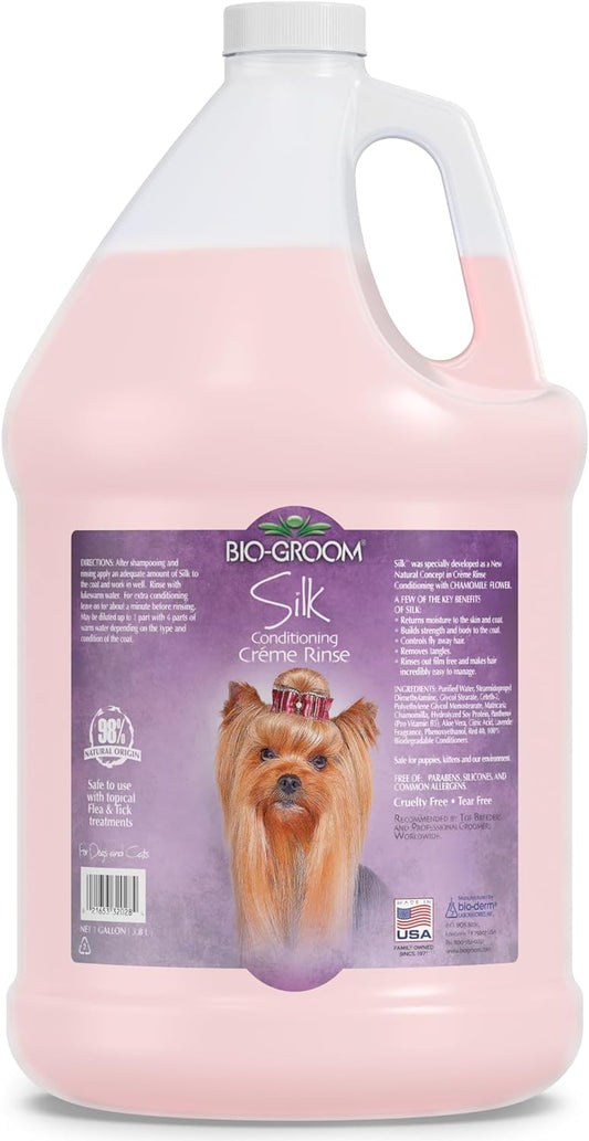 Transform Your Dog's Coat with Our Luxurious Silk Creme Rinse Conditioner - Moisturizing, Tangle-Free, and Made in the USA - 1 Gallon