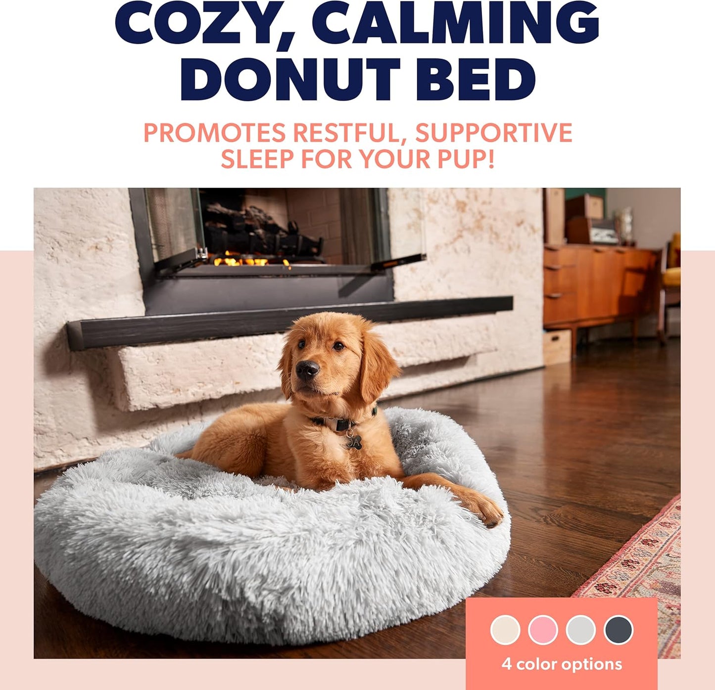 Cozy Small Beige Dog Bed for Dogs Up to 25lbs - Calming Orthopedic Bedding for Anxiety Relief, Joint Support & Ultimate Comfort, Machine Washable