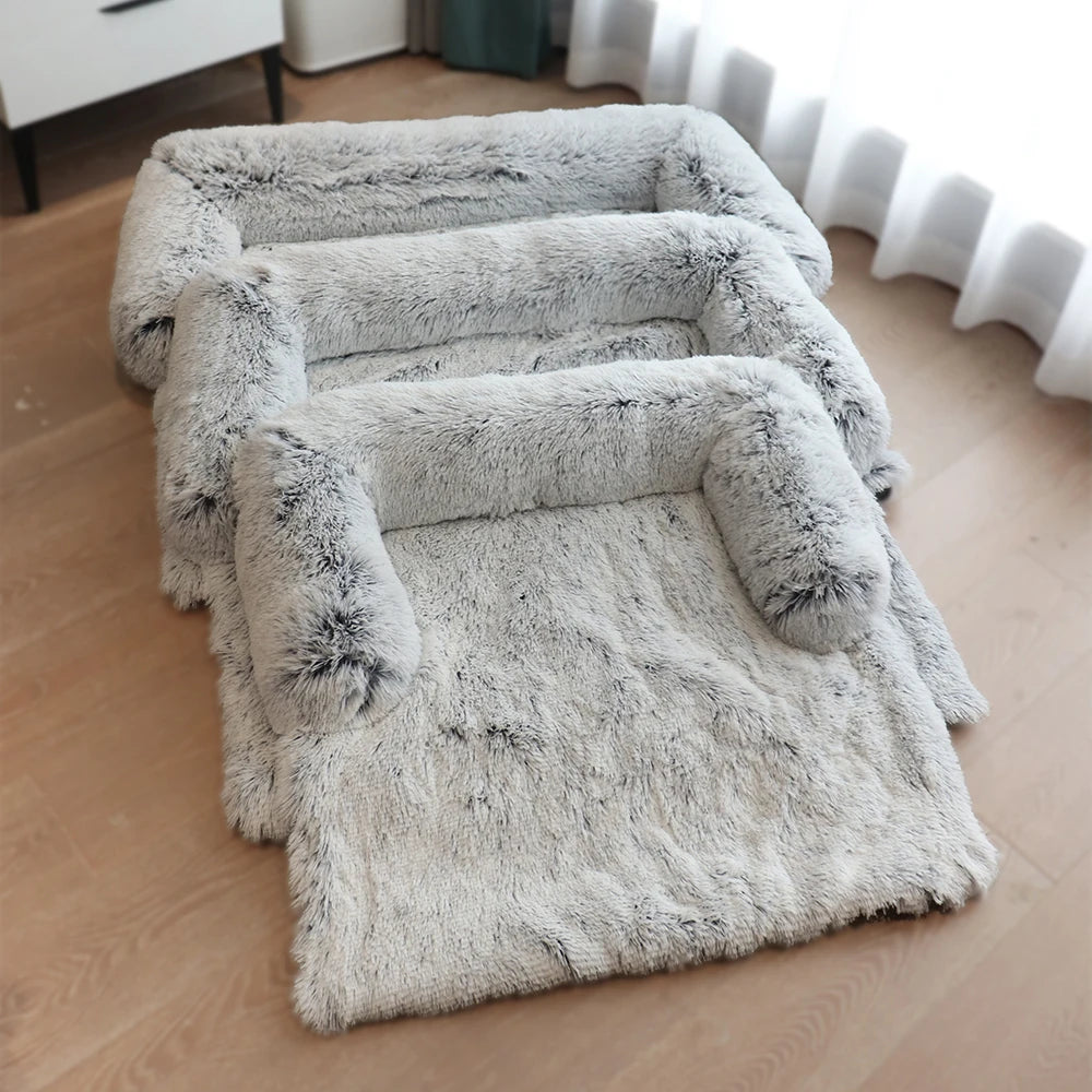 Luxurious Large Dog Sofa Bed with Removable Washable Plush Cover - Perfect for Deep Sleep and Winter Comfort