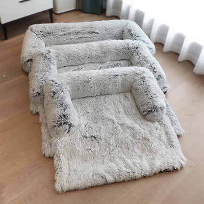 Luxurious Large Dog Sofa Bed with Removable Washable Plush Cover - Perfect for Deep Sleep and Winter Comfort