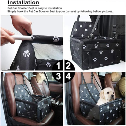 Premium Pet Dog Car Booster Seat - Safe, Comfortable, and Foldable Travel Solution for Small Dogs