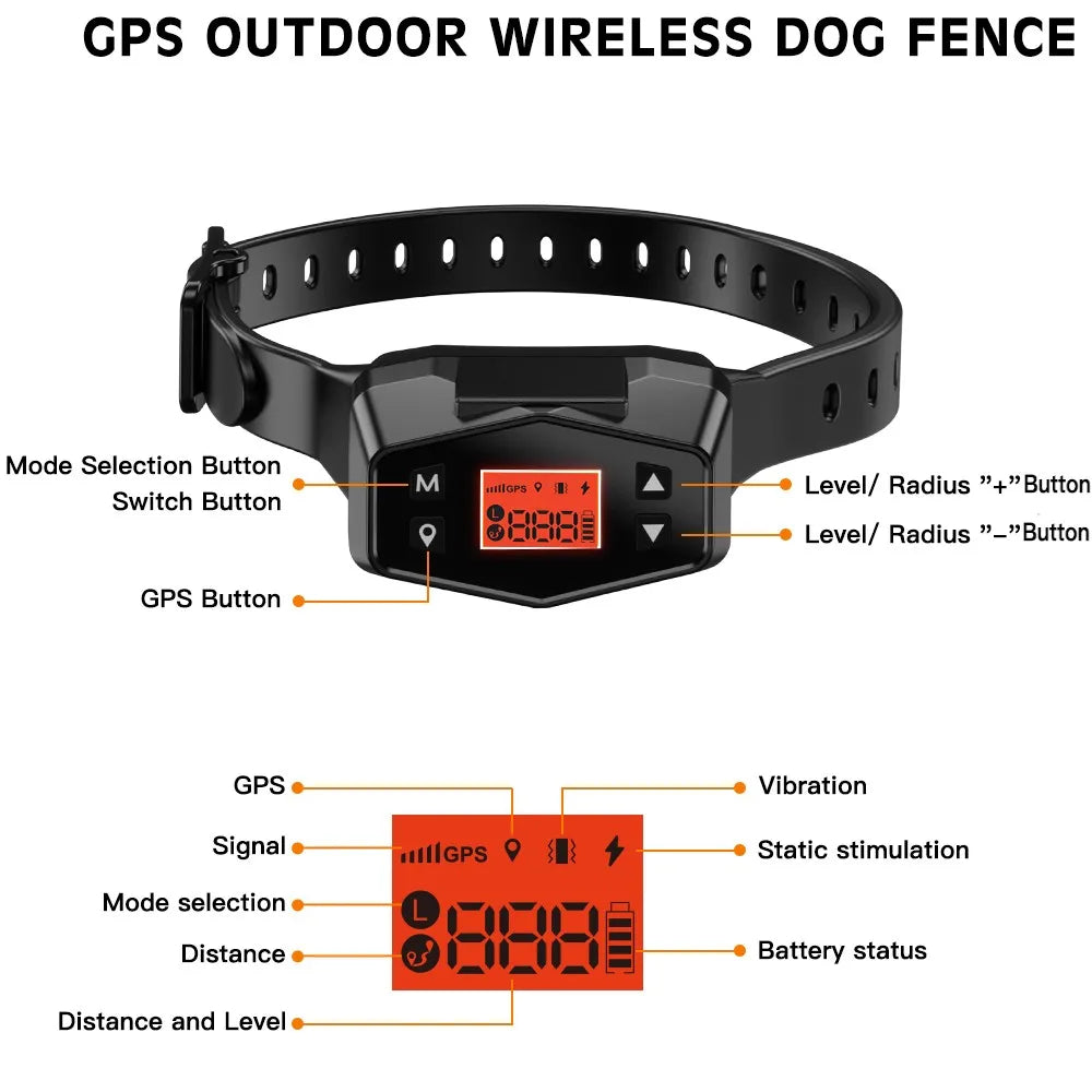 Revolutionary Wireless GPS Pet Fence Dog Tracker Collar - Waterproof Electric Training System for Ultimate Safety and Freedom