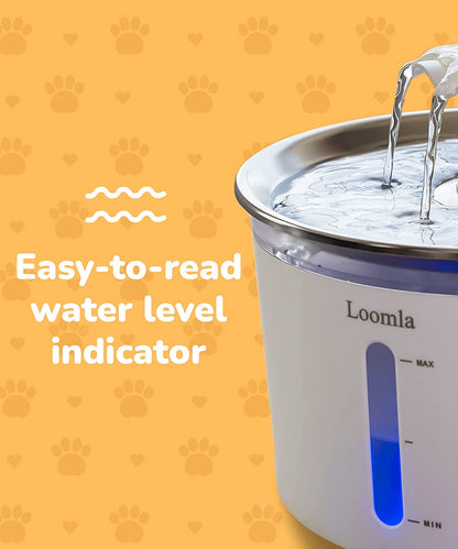 Elevate Your Pet's Hydration with the Premium Stainless Steel Cat Water Fountain - 85Oz Automatic Dispenser with LED Lights & 2 Replacement Filters for Cats and Dogs