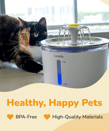 Elevate Your Pet's Hydration with the Premium Stainless Steel Cat Water Fountain - 85Oz Automatic Dispenser with LED Lights & 2 Replacement Filters for Cats and Dogs