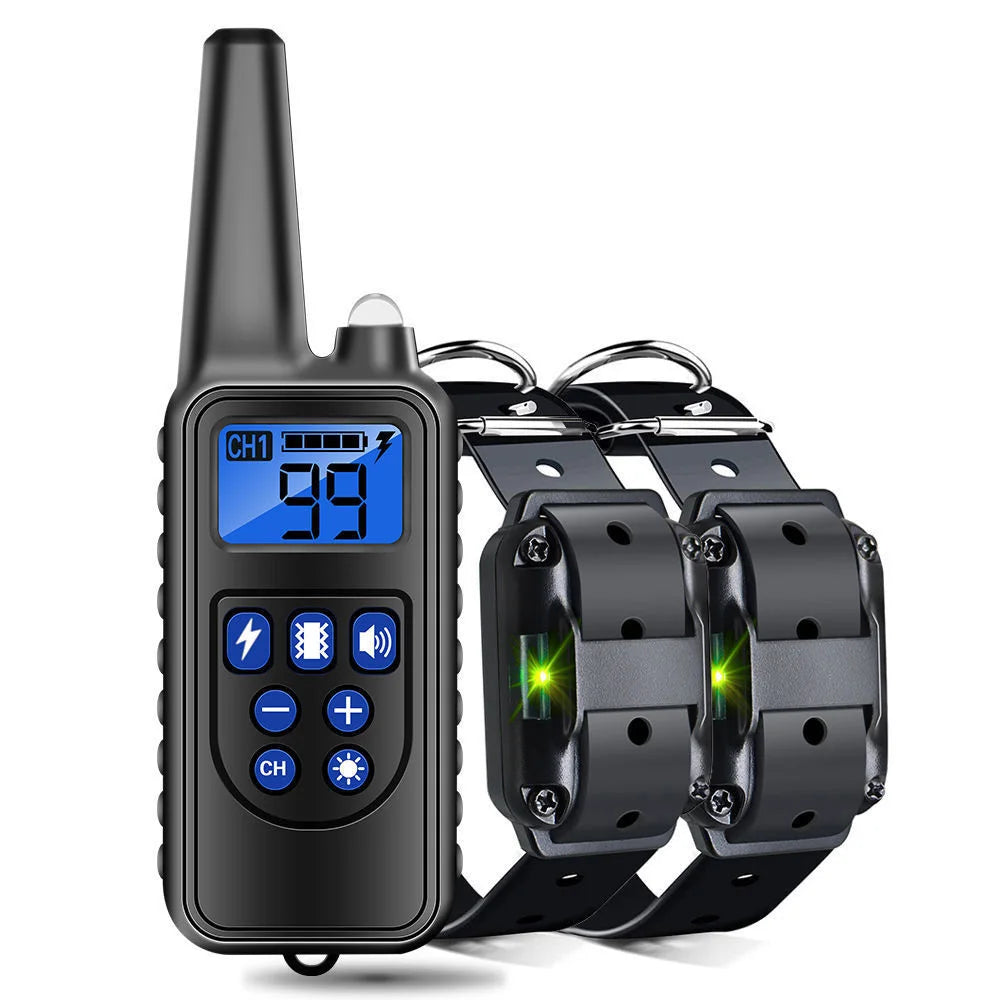 Electric Dog Training Collar Rechargeable anti Barking Shock Vibration Collar Waterproof Trainer for All Dogs Pet with Clicker