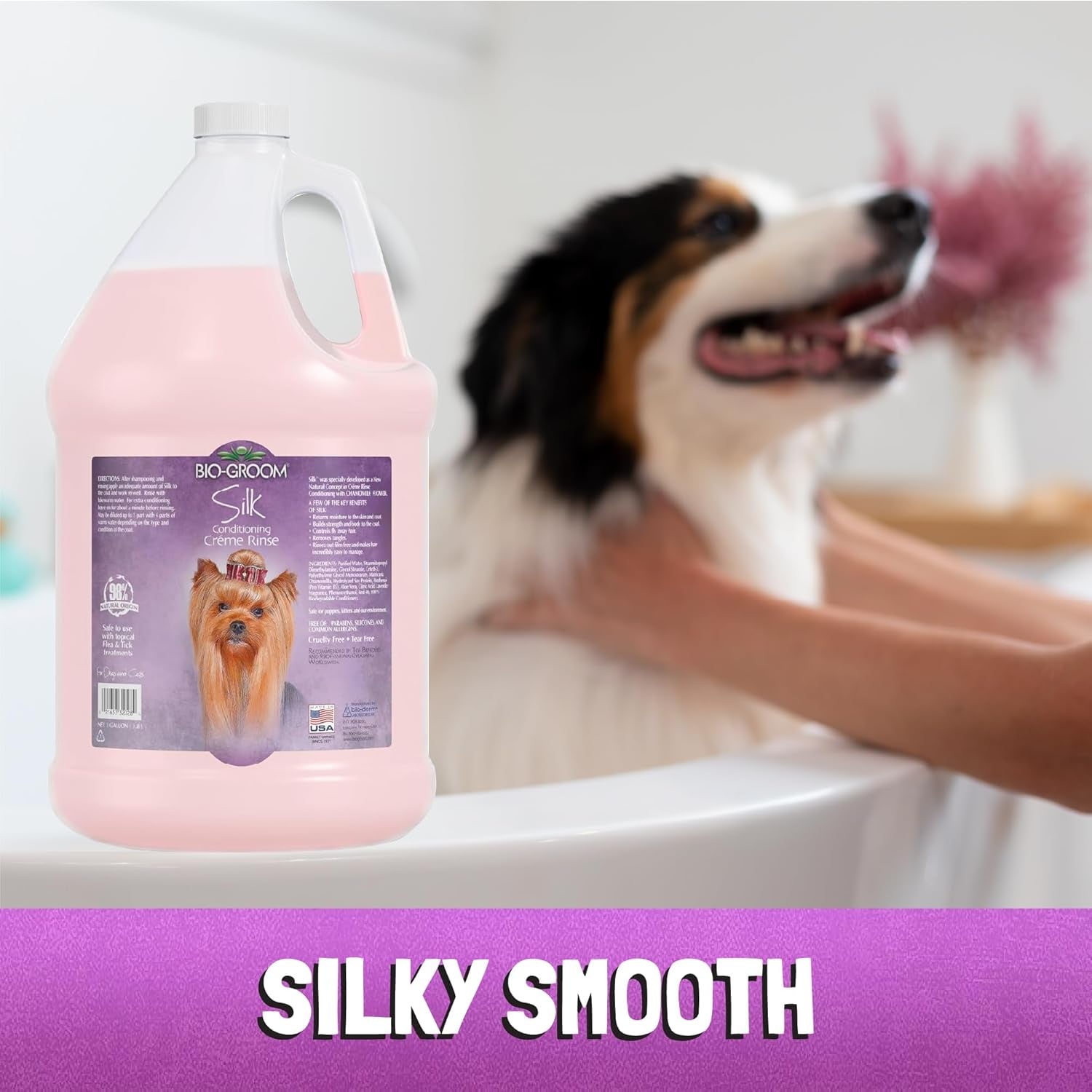 Transform Your Dog's Coat with Our Luxurious Silk Creme Rinse Conditioner - Moisturizing, Tangle-Free, and Made in the USA - 1 Gallon